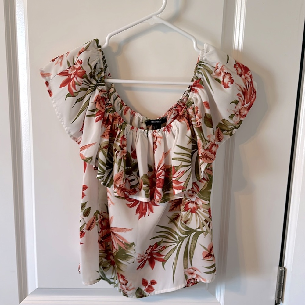 Forever 21 Floral Top with Ruffle